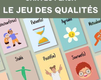 Cartes Flash Jeu des Qualités Apprentissage Psychosocial des Enfants Outil Parentaux Ressource pour Enseignant & Maîtresse Salle de Classe