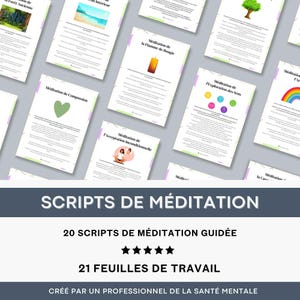 Scripts de Méditation Guidée Méditation Scénarisée Pleine Conscience Cartes de Méditation Feuilles de Travail Thérapie Décor Bureau Thérapie