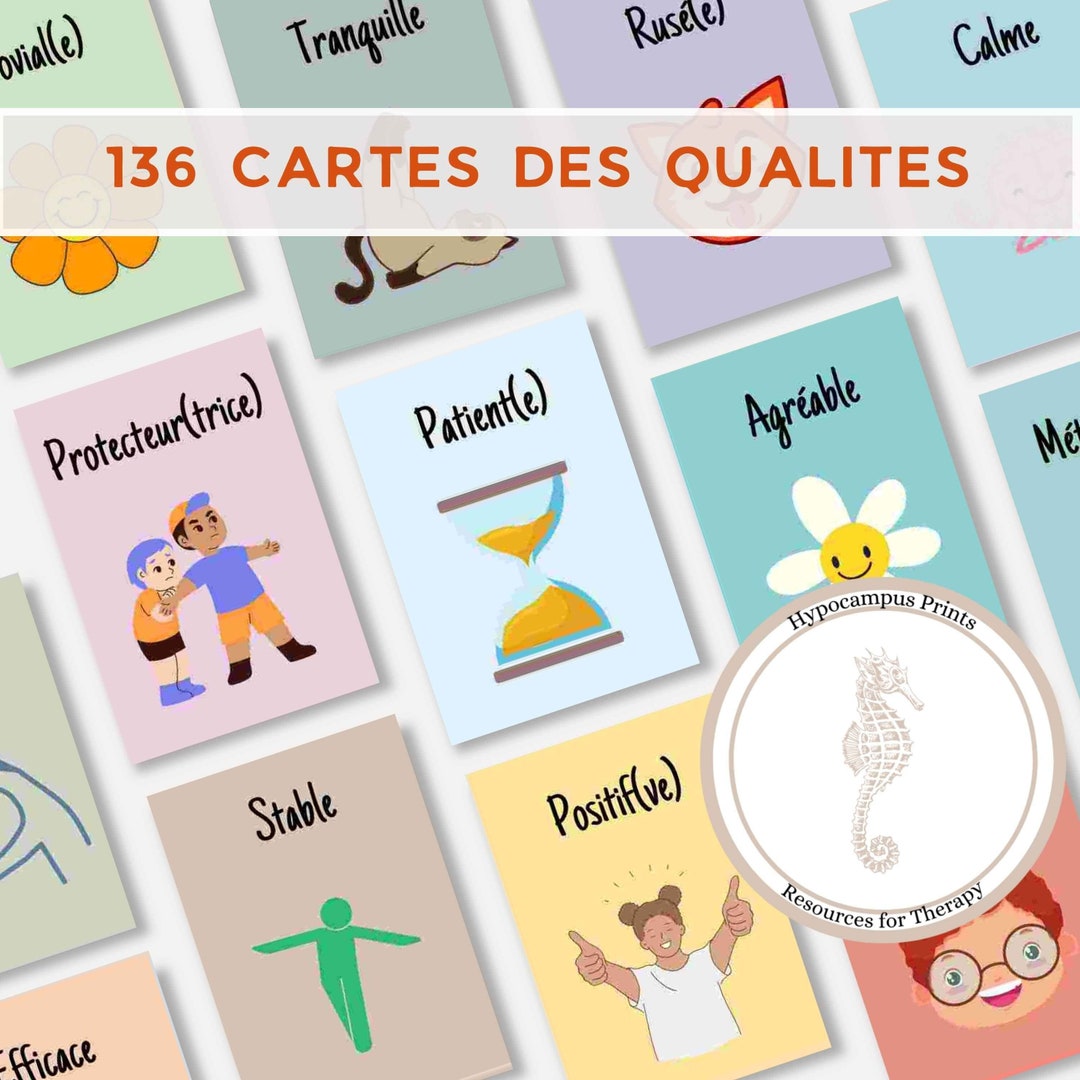 Cartes Flash Jeu des Qualités Apprentissage Psychosocial des Enfants ...