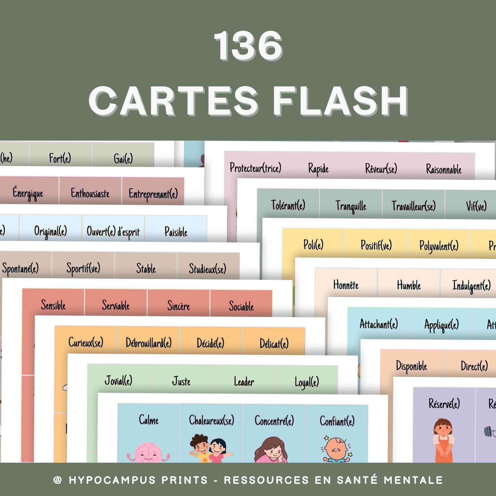 Cartes Flash Jeu des Qualités Apprentissage Psychosocial des Enfants ...