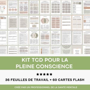 Kit TCD pour la Pleine Conscience - Thérapie Comportementale & Dialectique - 36 Feuilles de Travail et 60 Cartes Flash - Support de Thérapie