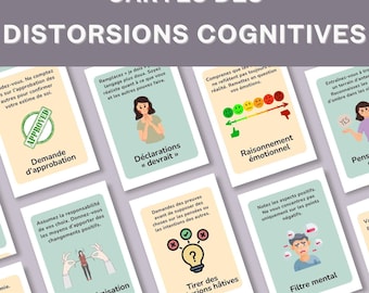 100 Flashcards on Cognitive Distortion Emotion Management Limiting Thoughts Therapy Tools Coping Skills DBT CBT