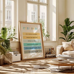 Póster "Está bien" Terapia Decoración de oficina Psicólogo Arte de pared Autorregulación Alivio de la ansiedad Salud mental en francés.