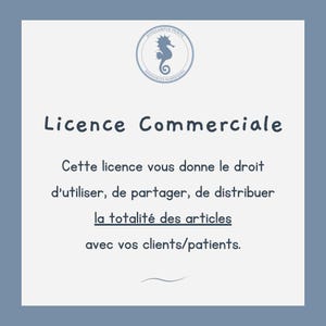 May include: A blue and white graphic with the text "Licence Commerciale" and additional French text. The image includes a circular logo with a seahorse and the words "HYPOCAMPUS PRINTS" and "RESSOURCES NUMERIQUES".