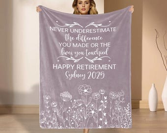 Custom Retirement Blanket Gift, Custom Retirement Gift For Boss Co Worker, Officially Retired Gift For Her, Teacher Retirement Nurse