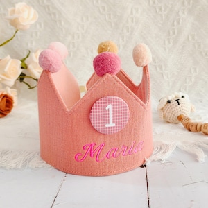 Corona ricamata a mano per compleanni di neonati e bambini / Ricordo personalizzato per il primo compleanno e cappellino per feste in occasioni speciali
