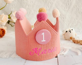 Hand Embroidered Crown for Baby and Children's Birthdays | Personalized Keepsake for First Birthday and Special Occasions Party Hat