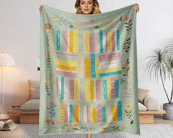 Bibliotheekdeken, boho wilde bloemen leesgrage quilt, Cottagecore bloemenboekcadeau, retro boekenliefhebber cadeau voor lezer bibliothecaris leraar, beste cadeau
