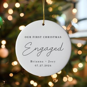 Engaged Christmas Ornament, Custom Engagement Keepsake, Engagement Gift, Personalized First Christmas Engaged, Engagement Announcement