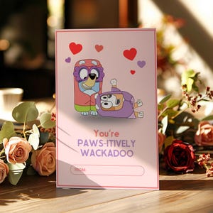 Cartes chien Saint-Valentin, carte Bluey Saint-Valentin, classe Saint-Valentin, cartes de la Saint-Valentin, Saint-Valentin numérique, carte Bluey, cadeau de la Saint-Valentin
