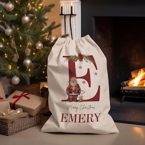 Personalised Santa Sack, Large Christmas Sack, Personalised Christmas Toy Sack Name Initial, Christmas Gift Bag, First Christmas Gift