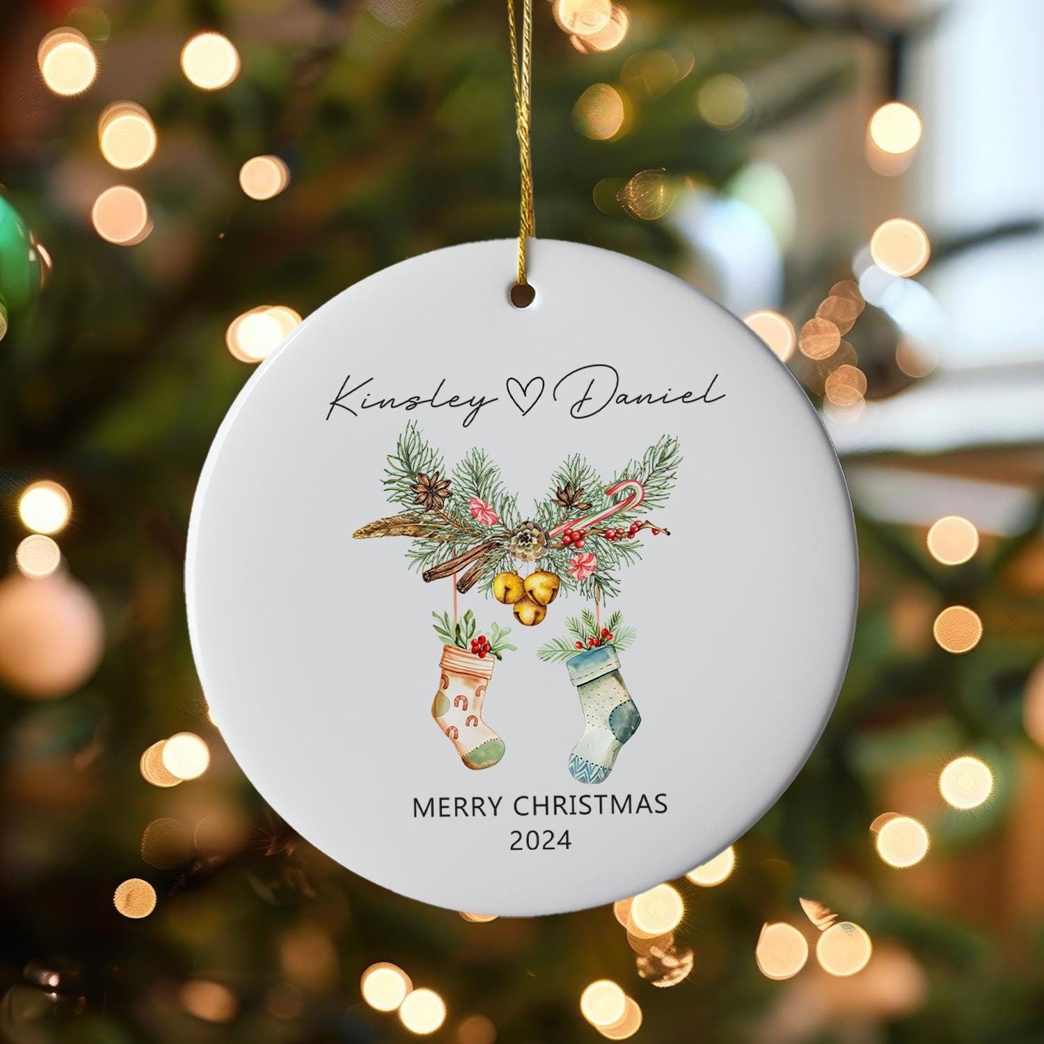 Couple&#39;s Name Christmas Ornament, First Christmas Couples Ornament,2024 Christmas Baubles, Keepsake Gifts, Gifts for Couple,Christmas Decor