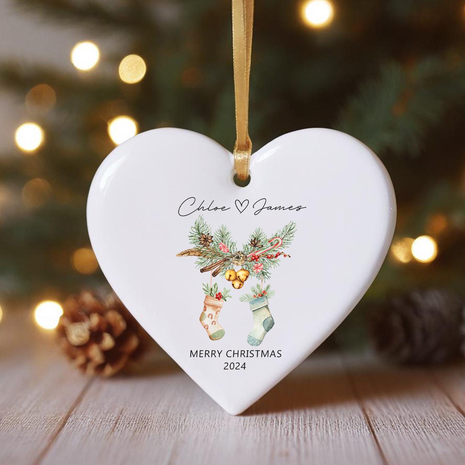 Couple&#39;s Name Christmas Ornament, First Christmas Couples Ornament,2024 Christmas Baubles, Keepsake Gifts, Gifts for Couple,Christmas Decor