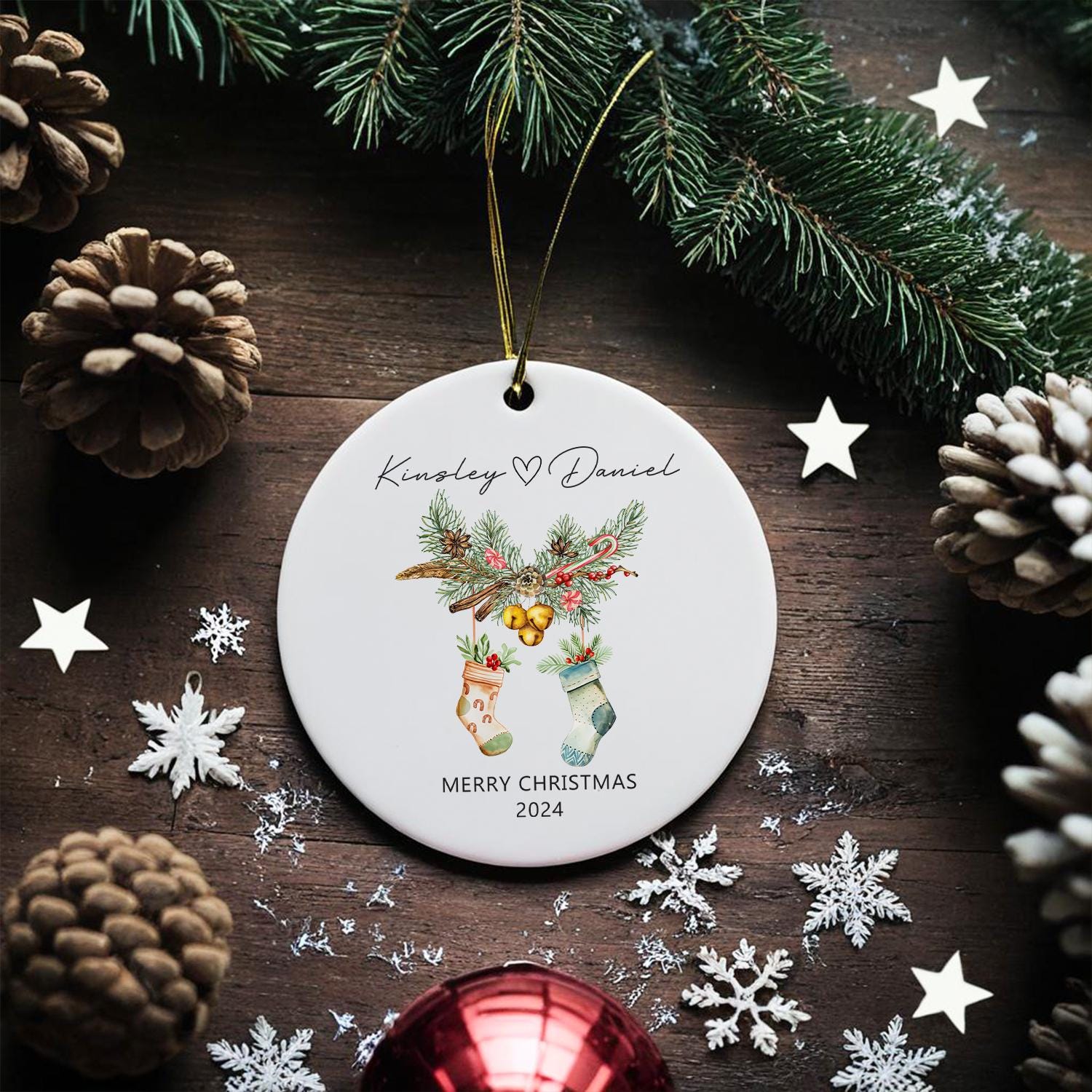 Couple&#39;s Name Christmas Ornament, First Christmas Couples Ornament,2024 Christmas Baubles, Keepsake Gifts, Gifts for Couple,Christmas Decor