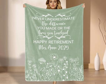 Custom Retirement Blanket Gift, Custom Retirement Gift For Boss Co Worker, Officially Retired Gift For Her, Teacher Retirement Nurse