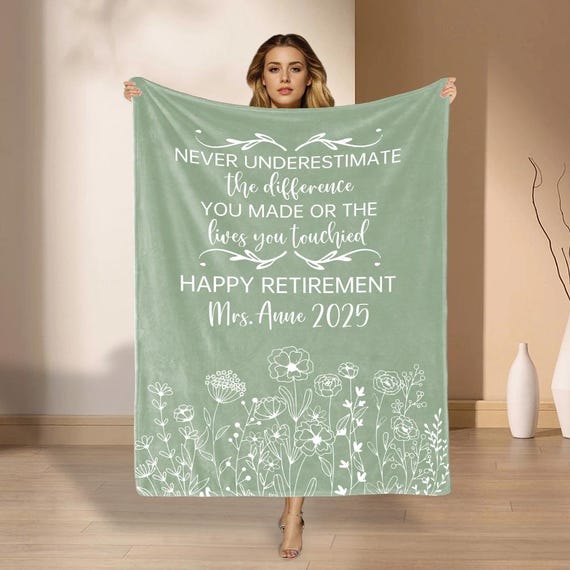 Custom Retirement Blanket Gift, Custom Retirement Gift For Boss Co Worker, Officially Retired Gift For Her, Teacher Retirement Nurse