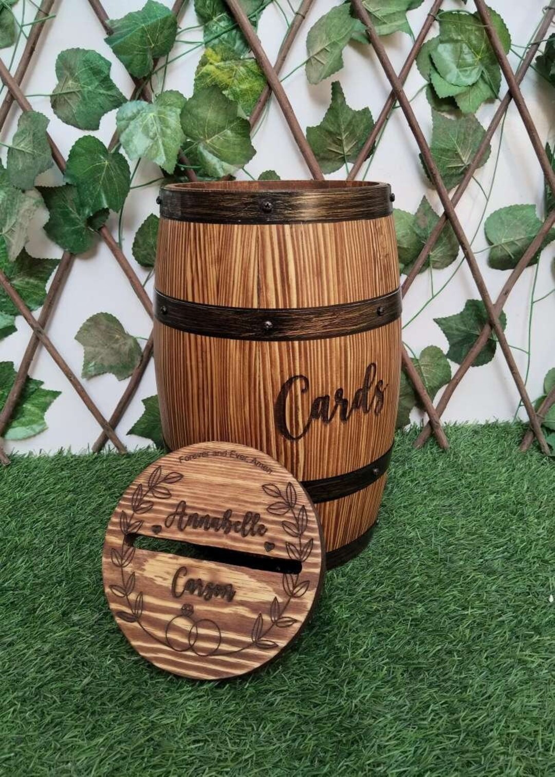 Wooden Barrel Card Box Wooden Card Holder Barrel Wood Whiskey Barrel Wedding Card Box Rustic