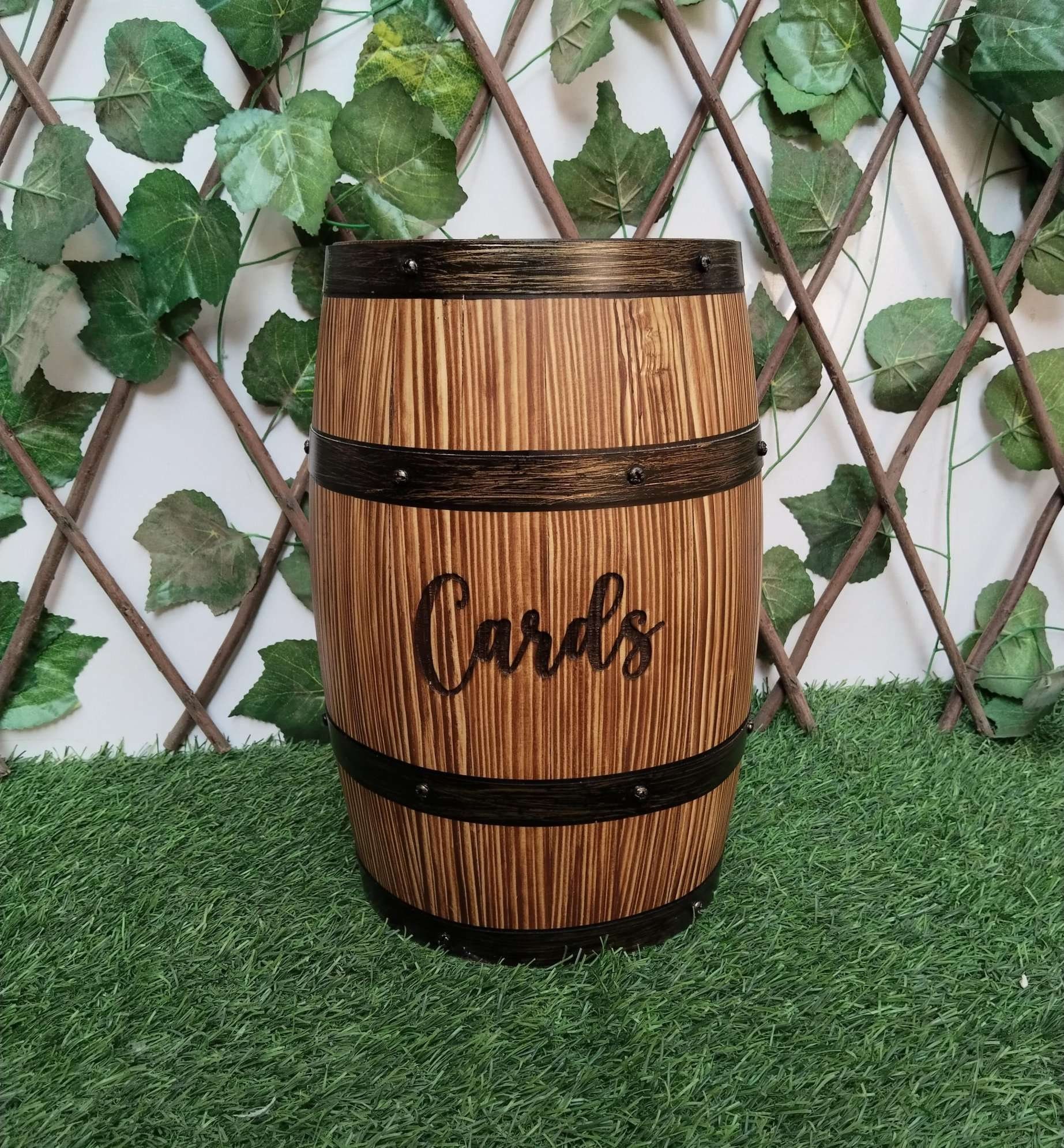 Wooden Barrel Card Box Wooden Card Holder Barrel Wood Whiskey Barrel Wedding Card Box Rustic