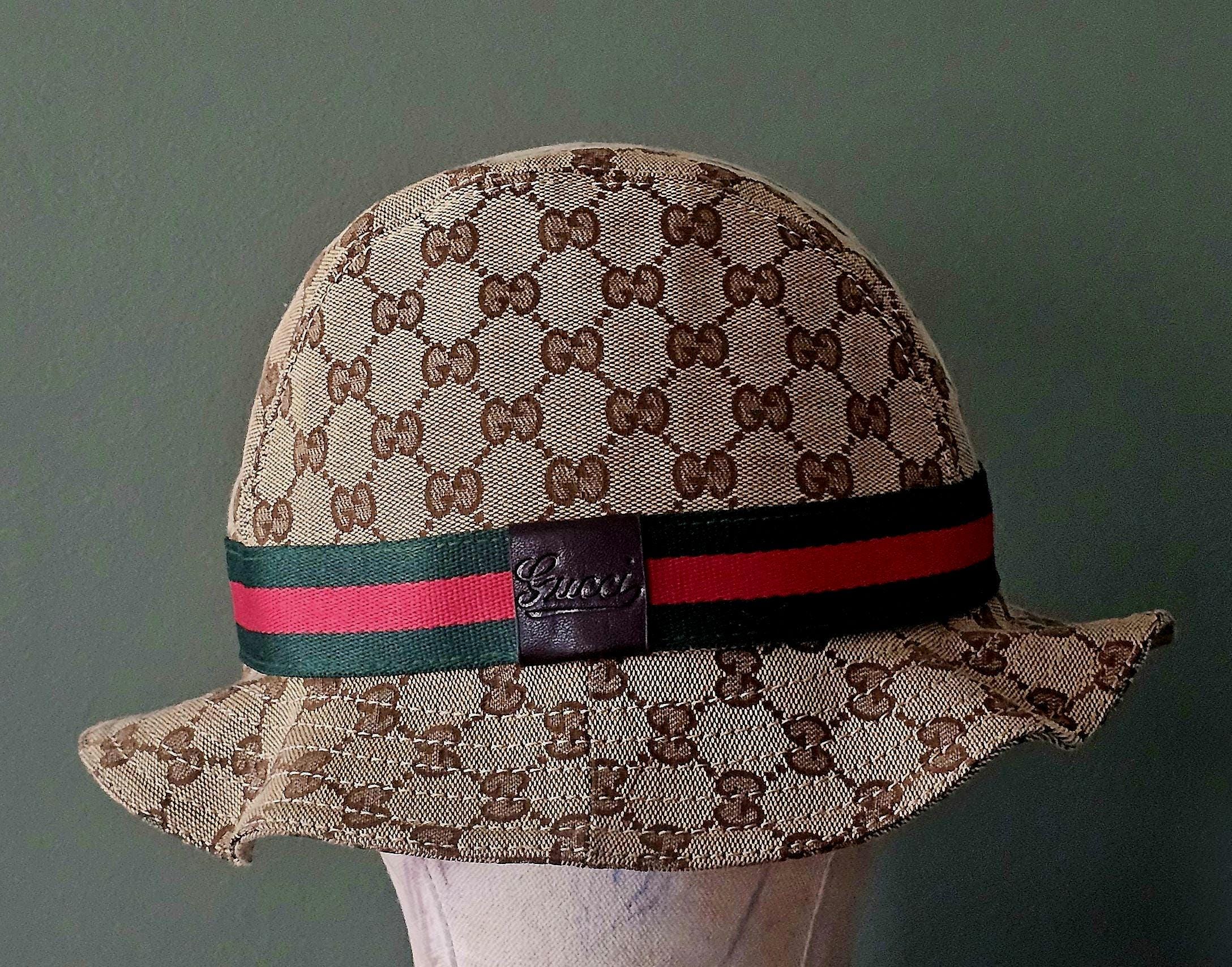 Brand New Vintage Gucci Bucket Hat – GG Monogram, Cursive Logo