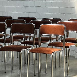 Space Age | Bauhaus | Stahlrohr | chair | chairs | italian style | stackable | minimal | modern | brown corduroy