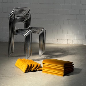 Ruimtetijdperk | Bauhaus | Stahlrohr | stoel | Stühle | Italiaanse stijl | stapelbalk | minimaal | modern | goudkleurig fluweel