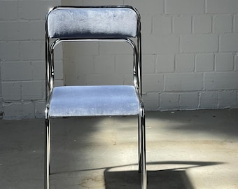 Space Age | Bauhaus | Stahlrohr | chair | Stühle | italian style | stapelbar | minimal | modern | new upholstered | blue velvet