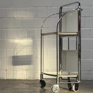 Chariot de service pliant vintage chromé, années 1950