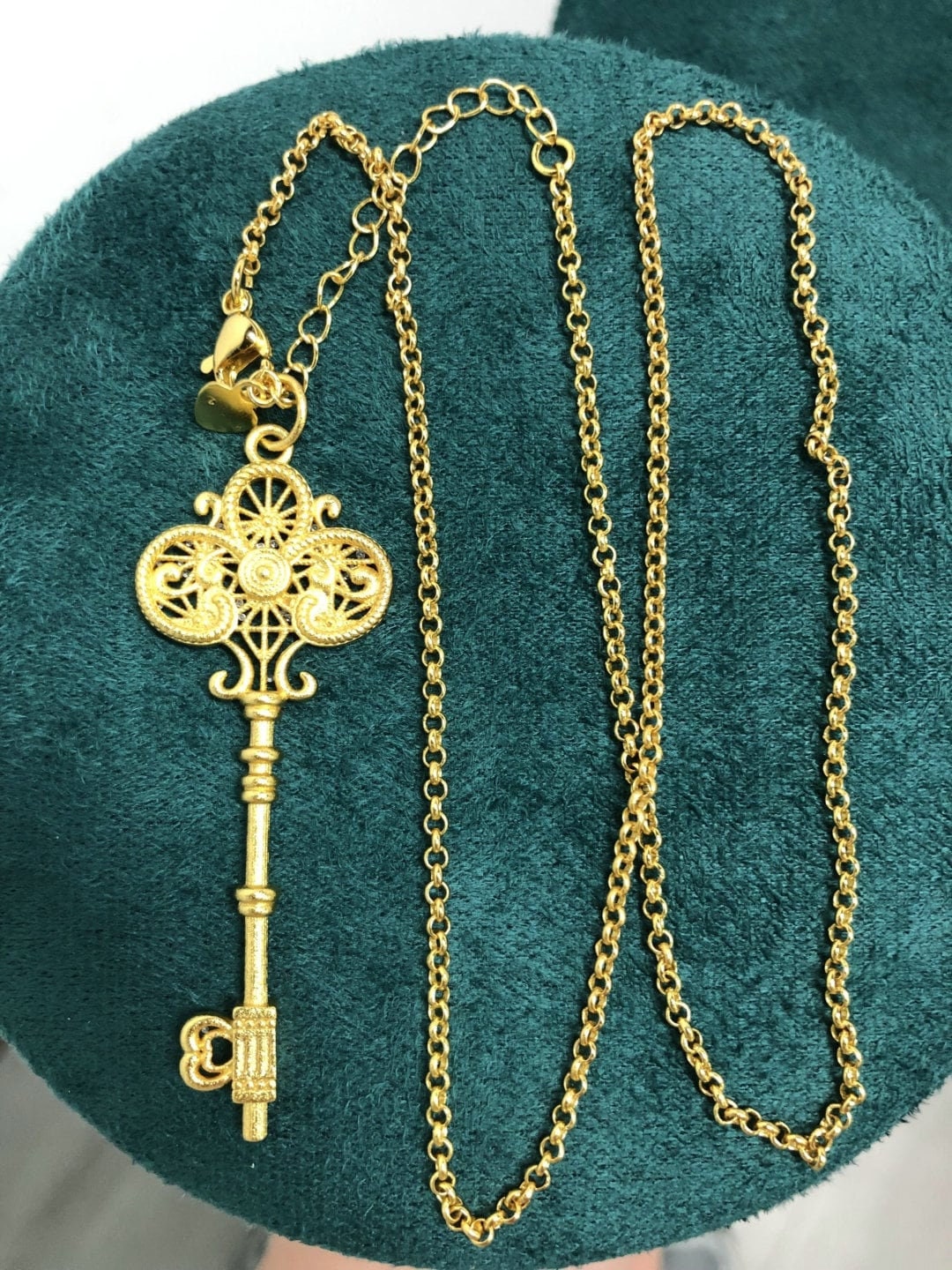 18K Key of Life Pendant Handmade Solid Gold Delicate Lovely Necklace