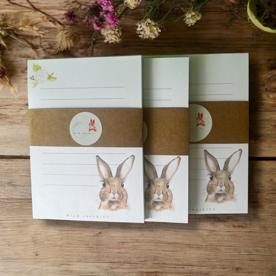 Notebooks Rabbits Rabbit Notepads, Animal Notepad, Wildlife Stationary, Wildlife, Bunny ...