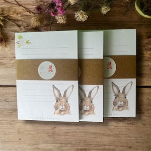 Rabbit Notepads, animal notepad, wildlife stationary, wildlife, bunny rabbit notepad, rabbit stationary, personalised notebook, bunny notes