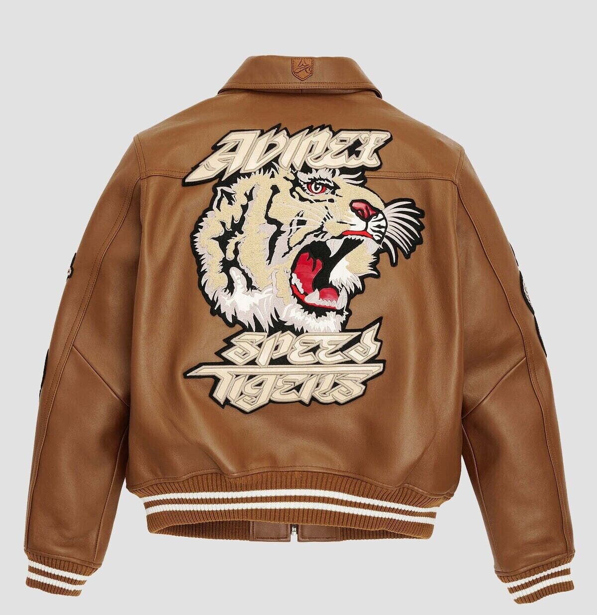 Leather jacket with cheap tiger on the back