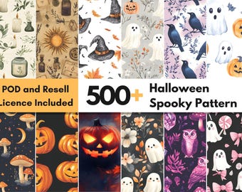 500 kusliga Halloween-mönsterpaket: Spöken, pumpor, häxor (digital nedladdning)