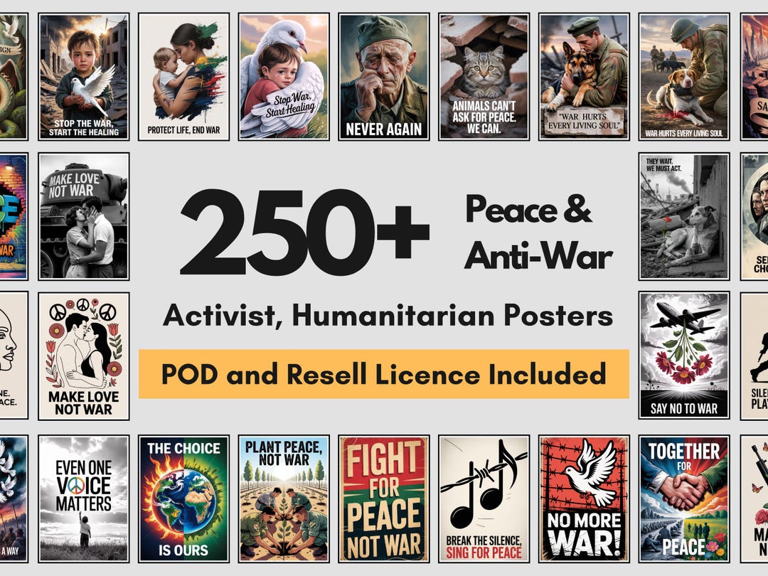 250枚以上の平和・反戦ポスターセット|印刷可能な活動家・抗議アート|PLR&PODライセンス - Etsy 日本