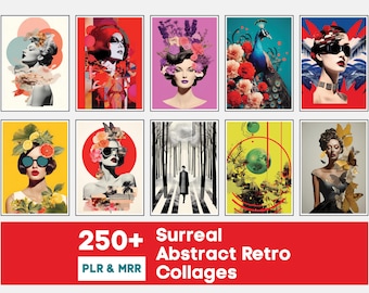250+ Surreal Retro Collage Art | Vintage Psychedelic Wall Prints | PLR & POD License