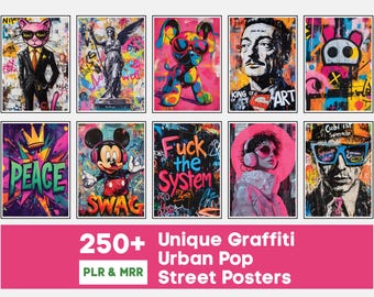 250+ Graffiti Wall Art Bundle | Urban Pop, Street Prints | PLR & POD License