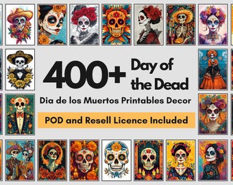 Day of the Dead Printable Art – 400+ Sugar Skull & Catrina Designs (Digital Download)