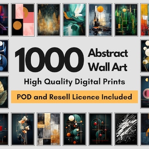 1000 Abstrakte Drucke/Poster mit Weiterverkaufsrechten | Digital & POD | Dunkle Themed Wandkunst | Passives Einkommen Produkte | Sofort Access Download