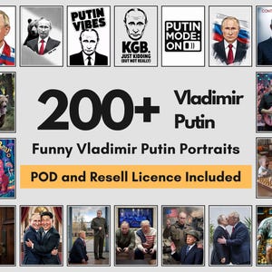 200 Funny Vladimir Putin Portraits Bundle - Realistic Digital Art, Humorous Political Satire Prints, Instant Download Sticker Wall Art Ready