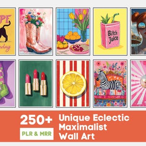 500+ eclectische maximalistische muurkunst | Gedurfde, funky prints | PLR- en POD-licentie
