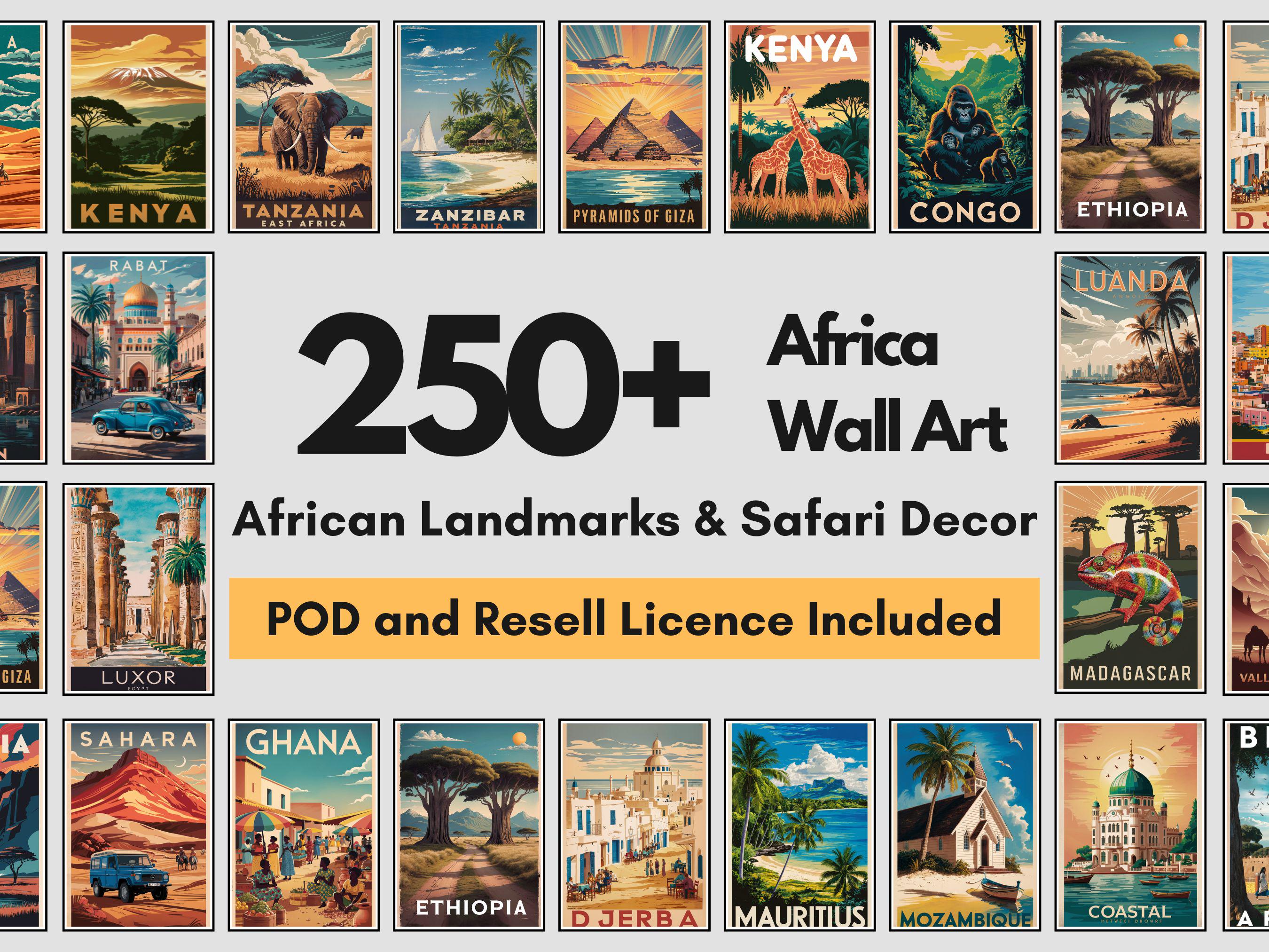 250 Africa Travel Poster Bundle | Vintage Wall Art | Printable African Landmarks & Safari Decor | Ready to Print Digital Download