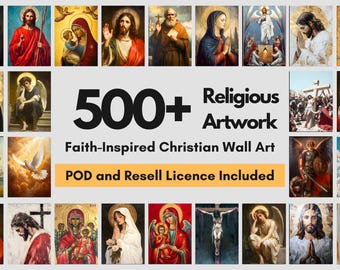 500 Religious Printable Wall Art Bundle | Jesus Christ, Virgin Mary, Cross | Christian Home Decor Digital Download  | Faith Inspired Set
