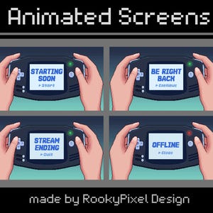 Animated Retro Pixel Twitch Overlays | 4 Stream Screens (Black Console)