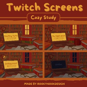 Cozy Study Twitch Screens: 8bit Pixel Art Stream Overlays (Digital Download)