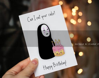 Anime Birthday Card, Digital Anime Art, Anime Greeting Card