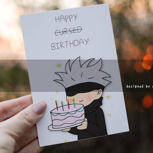 Cartão de aniversário de anime, cartão de anime, arte digital de anime