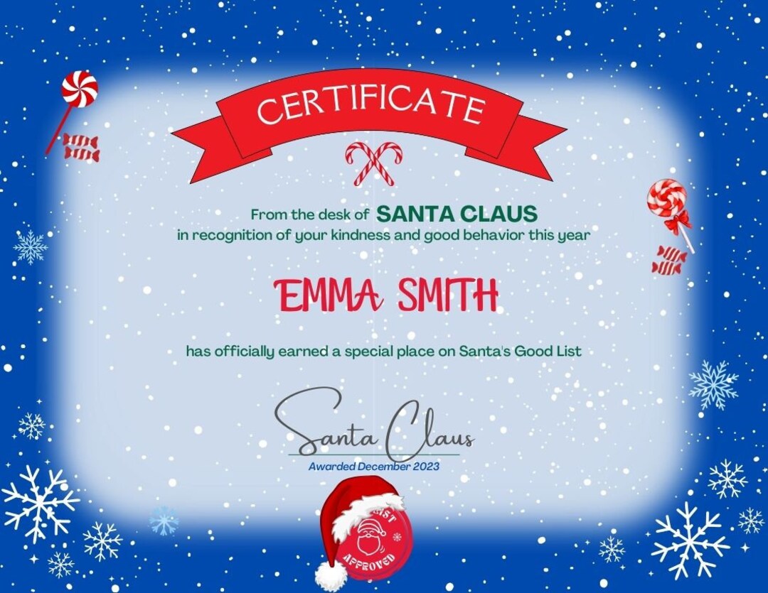 Elf Certified Nice Kid Printable PDF / JPG / PNG - Etsy