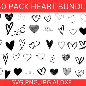 Heart Shape Bundle svg, Heart Outline svg, Solid Heart, Valentine's Day Heart, Cricut, Silhouette, Vector, ClipArt, Instant Digital Download