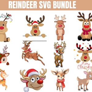 Reindeer Faces SVG,Christmas reindeer Face SVG Bundle,Reindeer Svg,Girl Reindeer Svg,Boy Reindeer Svg,Christmas Svg,Cute Reindeer Face Svg