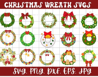Christmas Wreath svg Bundle, Holly Wreath SVG, Christmas Decor svg, Christmas svg, Holiday Wreath svg, Cricut and Silhouette
