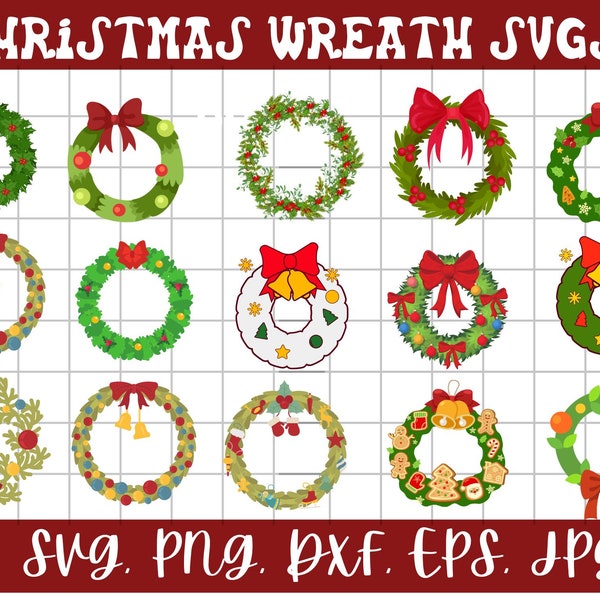 Christmas Wreath svg Bundle, Holly Wreath SVG, Christmas Decor svg, Christmas svg, Holiday Wreath svg, Cricut and Silhouette